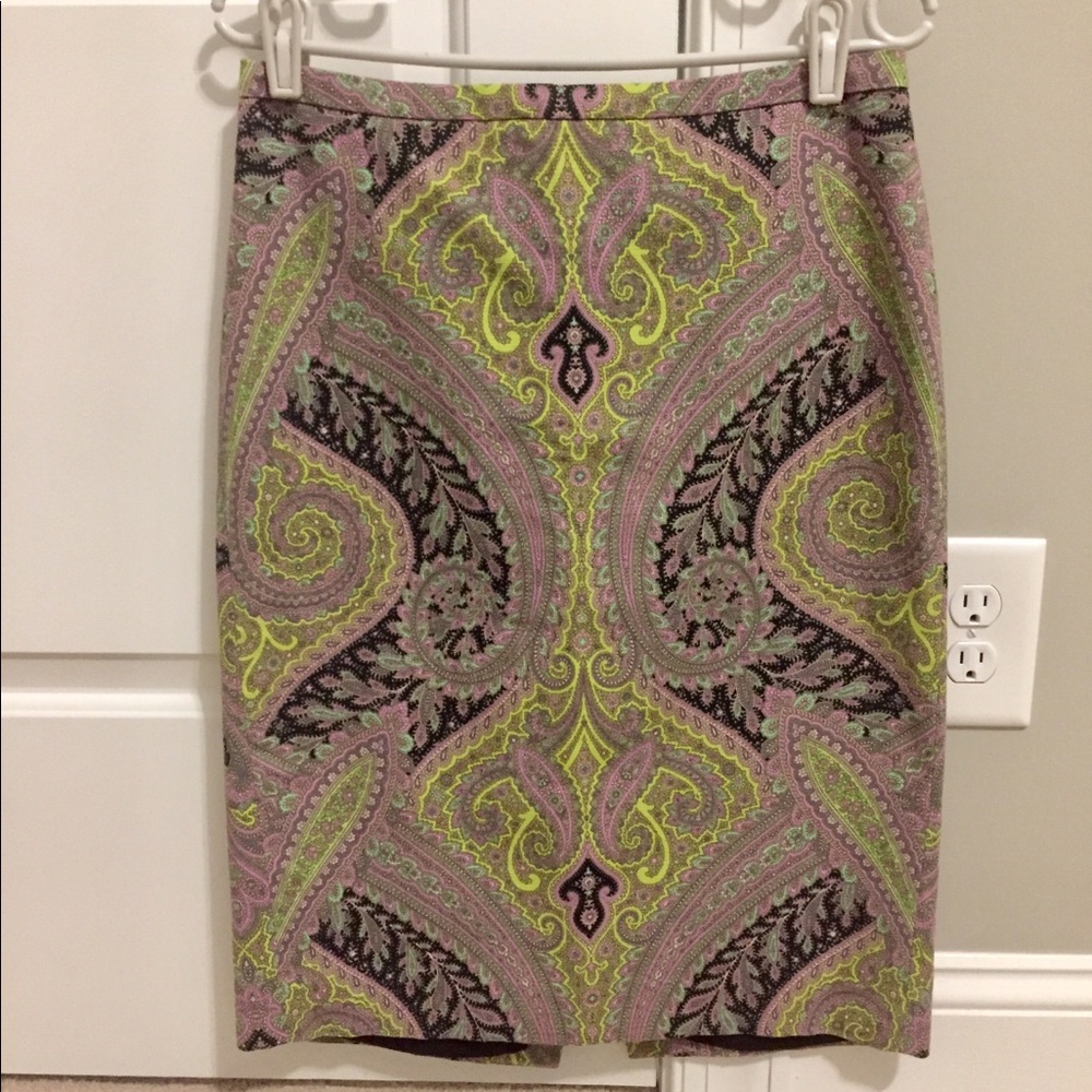 J Crew Paisley Pencil Skirt